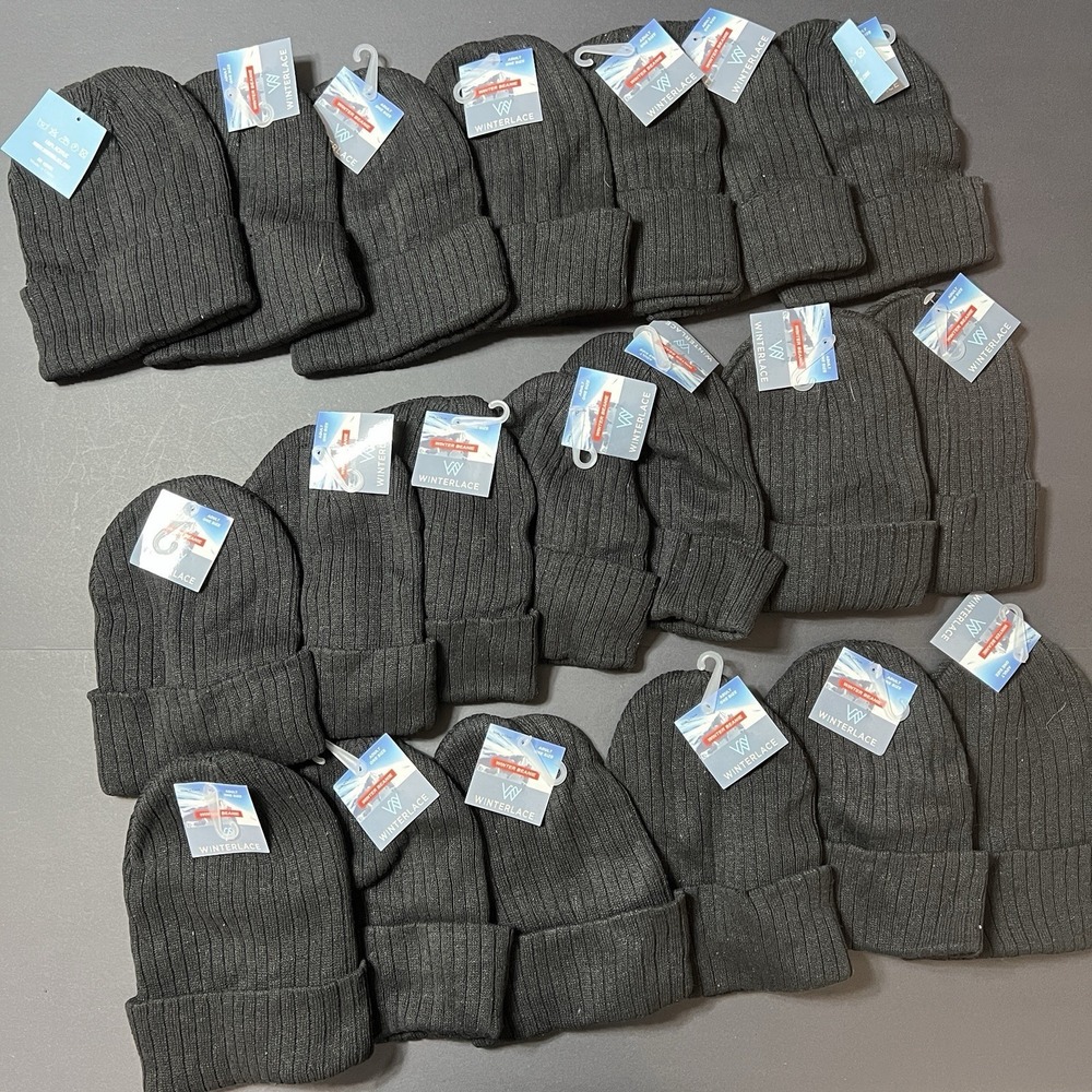 20 Pack Winterlace Winter Beanie Hats Unisex Thermal Cold Weather Cuffed Caps